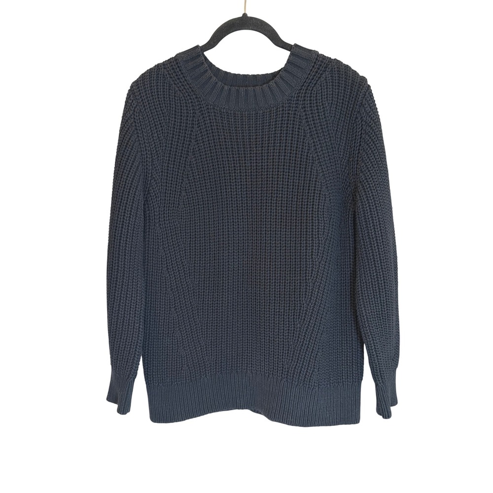 Everlane Navy Blue Cotton Shaker Stitch Raglan Crewneck Sweater Womens‎ Medium